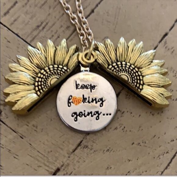 Keep F**king Going Sunflower Necklace Motivational - Picture 4 of 6
